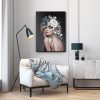 Obraz ręcznie malowany z motywem kobiecym ciemnoszary 60 X 80 CM – tworzy nastrojową atmosferę