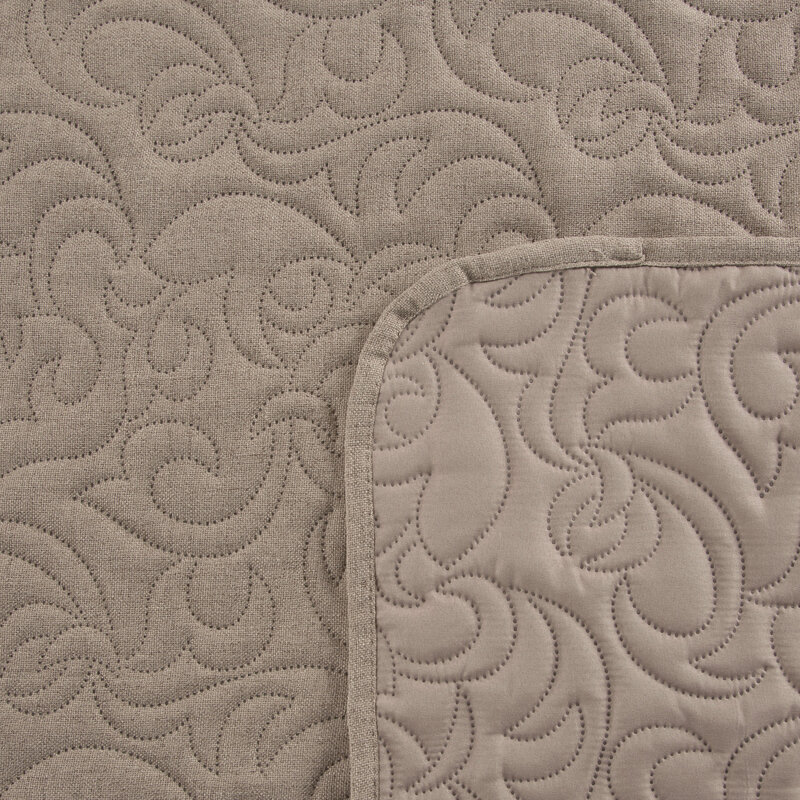 Narzuta len beżowa 220 x 240 cm – ciepła i stylowa