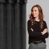 Zasłona gotowa welwetowa Erin z falbanami czarna 140 X 250 cm – miękka w dotyku