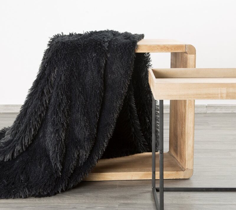 Koc włochacz D91 Tifany czarny 170 x 210 cm – ciepły i miękki