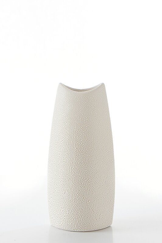 Wazon ceramiczny RISO kremowy 12 x 7 x 26 cm – na suszone kwiaty