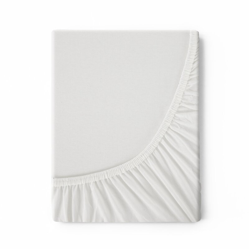 Prześcieradło jersey jasnokremowe 120 x 200 x 25 cm – miękkie i oddychające