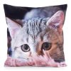 Poszewka na poduszkę z kotem szara 45 x 45 cm – wprowadza ciepło