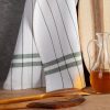 Ściereczka kuchenna biała w paski zielone 50X70 cm – wprowadza świeżość