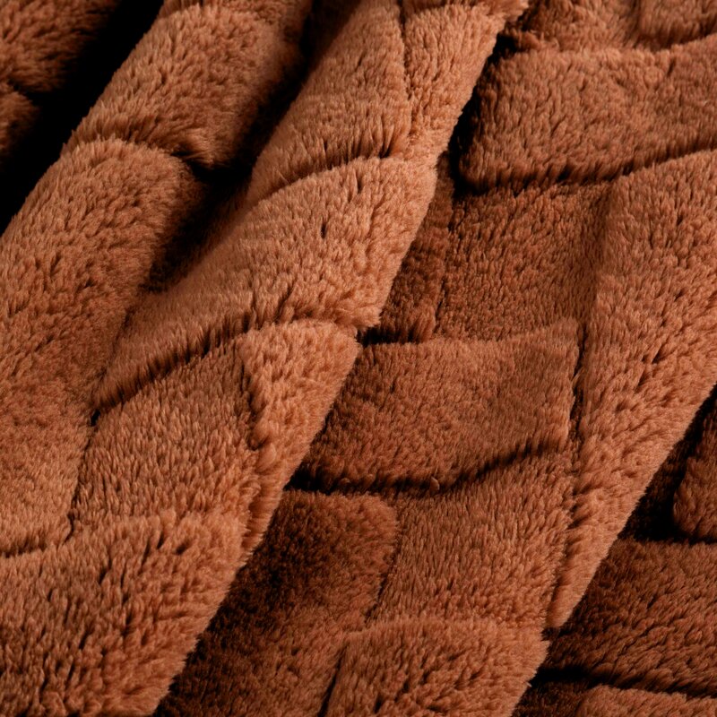Koc flanelowy Caro ceglasty 170 x 210 cm – miękki i puszysty