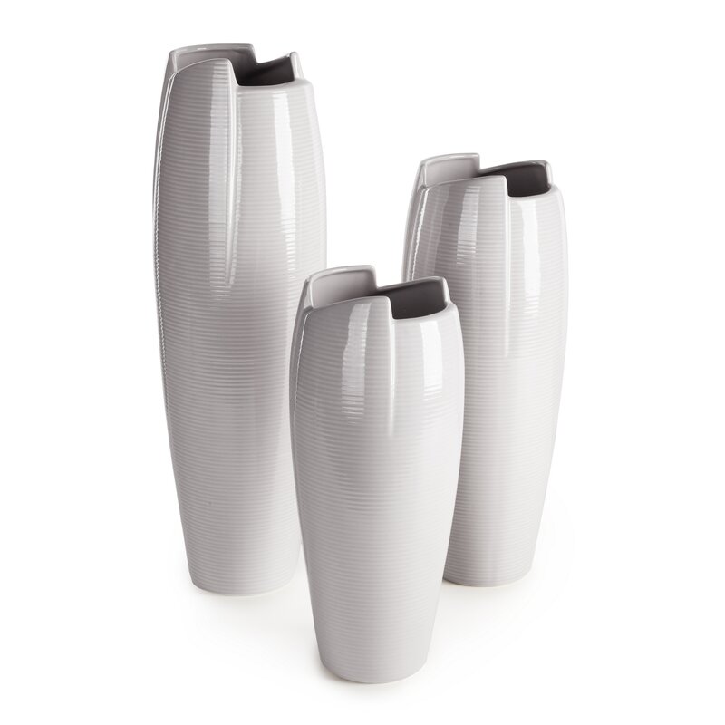 Wazon ceramiczny Hali popielaty 18 x 18 x 46 cm – na susze i kwiaty