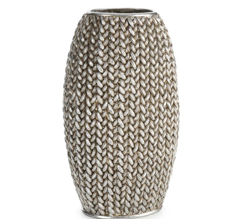 Wazon ceramiczny Moli srebrny 16 x 12 x 27 cm – na suszone kwiaty