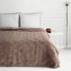 Koc flanelowy Caro ciemnobeżowy 170 x 210 cm – ciepły i przytulny