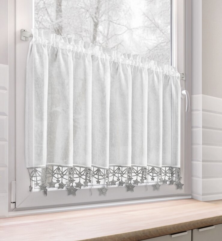 Zasłona świąteczna SW/XMAS/FIR biała 150x60 cm – gotowa do zawieszenia