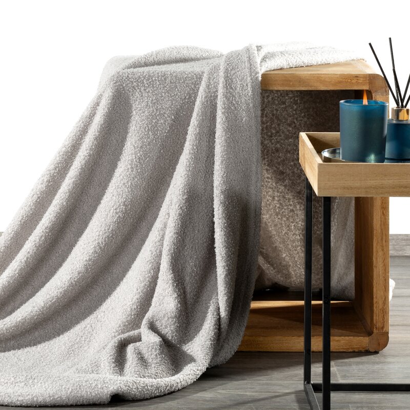Koc Bukla srebrny 170 x 210 cm – miękki i puszysty