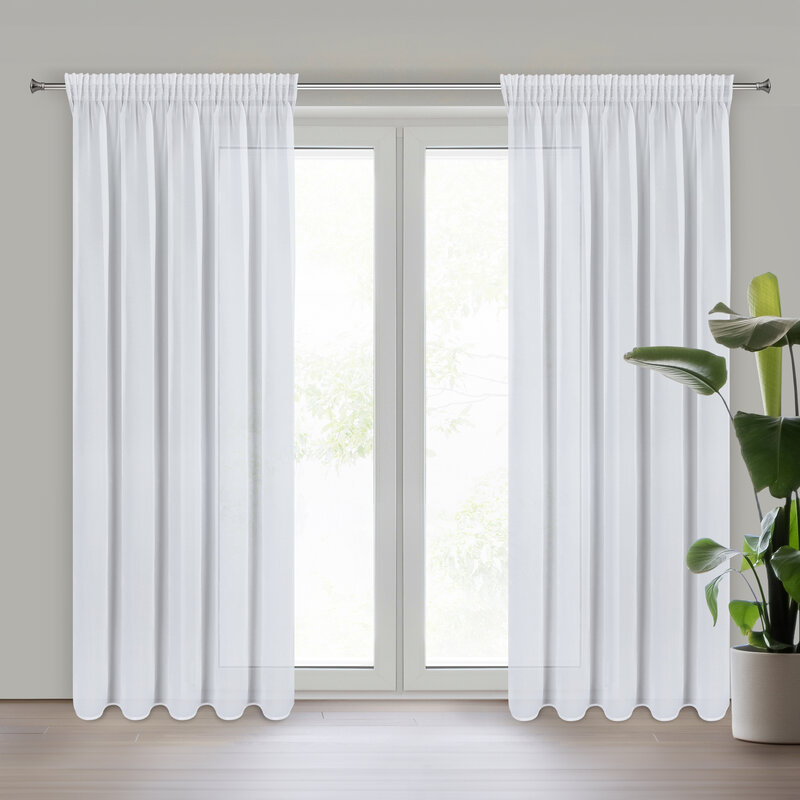 Firana gotowa biała 135 x 270 cm – lekka i zwiewna
