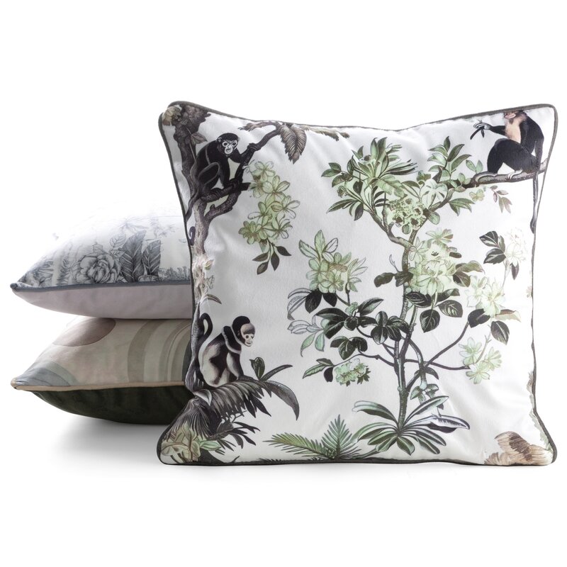 Poszewka dekoracyjna Velvet z dżunglą biała 45 X 45 CM – ożywi wnętrze