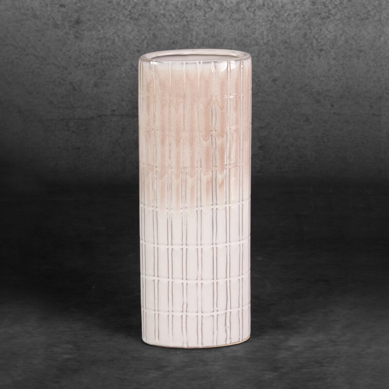 Wazon ceramiczny Edna kremowy 12 x 6 x 31 cm – na suszone trawy