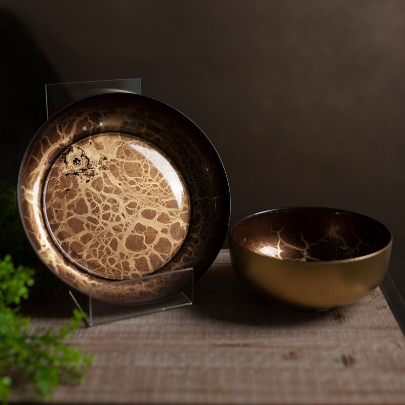 Patera szklana Suzi złota fi 28 x 2 cm – elegancka dekoracja