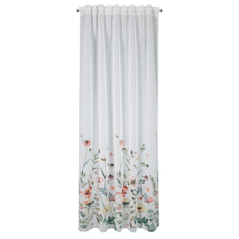 Zasłona gotowa Dolly biała 140 X 270 CM – delikatny kwiatowy wzór