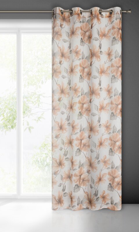 Firana gotowa Sofia biała 140 X 250 cm – delikatny kwiatowy wzór