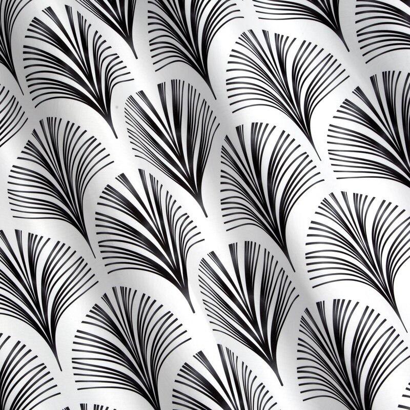Zasłona gotowa KARIN biała 140 X 250 CM – z geometrycznym wzorem Art Deco