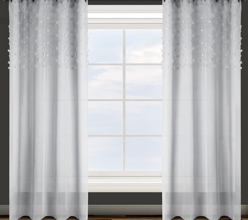 Zasłona gotowa D91 Stella srebrna 140 X 250 cm – z subtelnymi pomponikami