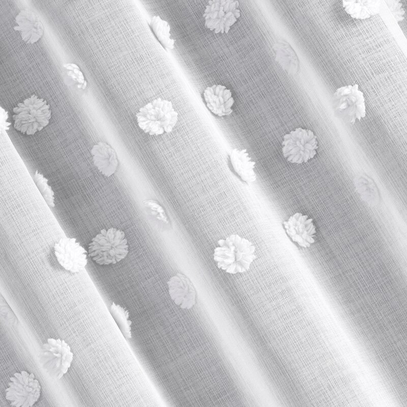 Zasłona gotowa Stella biała 140 X 270 cm – z delikatnymi pomponikami