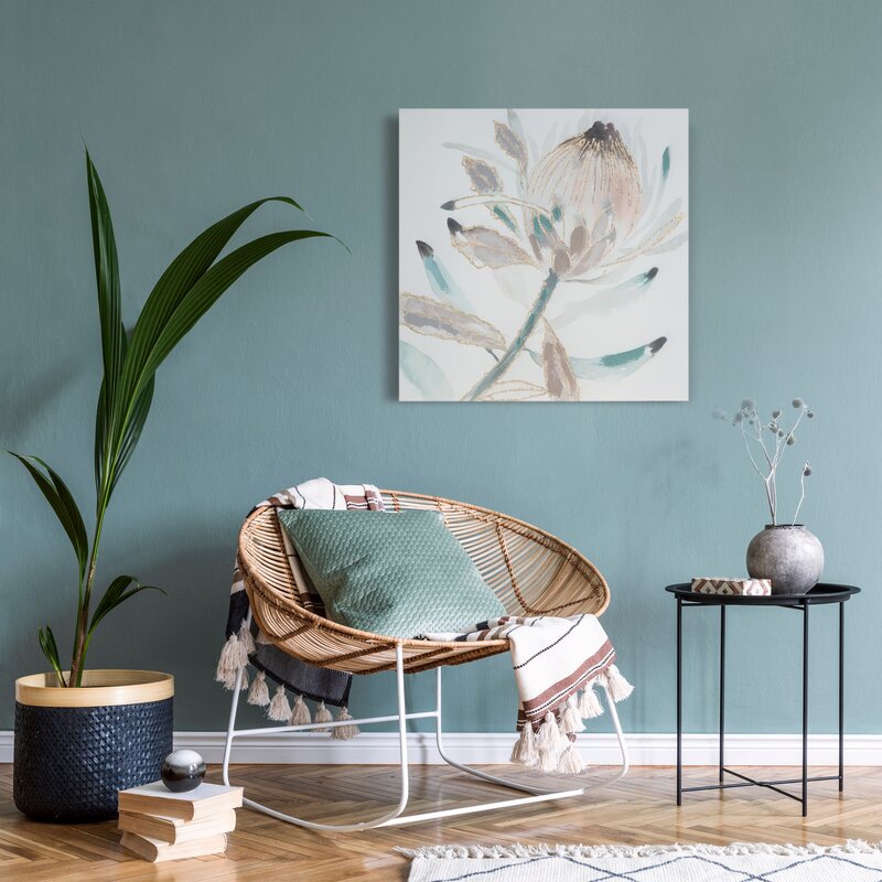 Obraz ręcznie malowany Kwiaty pudrowy róż 60 X 60 cm – wypełnia harmonią