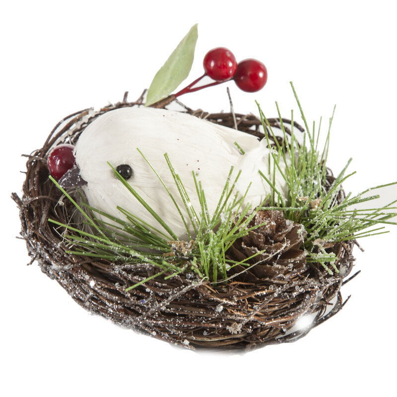 OZDOBA ŚWIĄTECZNA NEST O 10 CM BIAŁY SW/OZD/NEST/2-1 15CM B PTAK