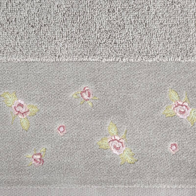 Ręcznik haftowany Dalia stalowy 70 x 140 cm – miękki i chłonny