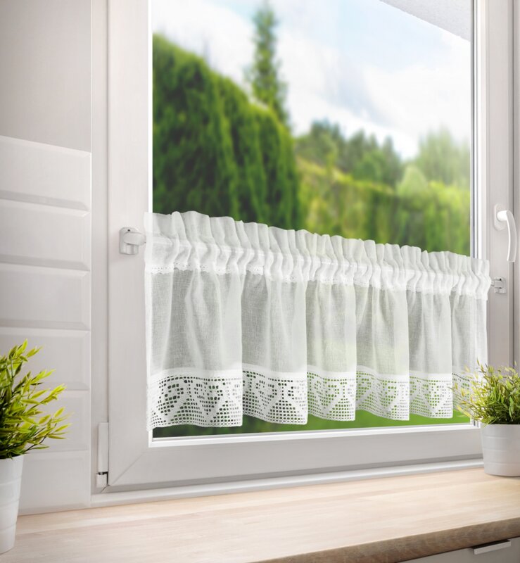 Firana gotowa Gabi na taśmie kremowa 150 X 30 cm – zapewnia prywatność
