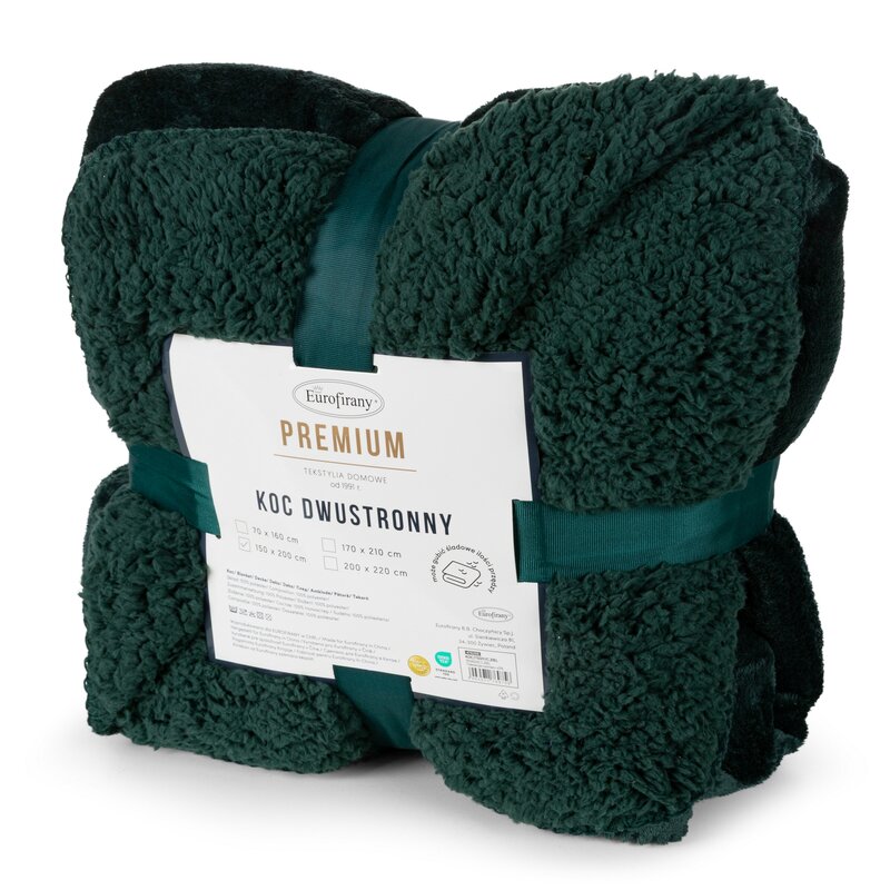 Koc flanelowy ciemnozielony 150 x 200 cm – miękki i przytulny