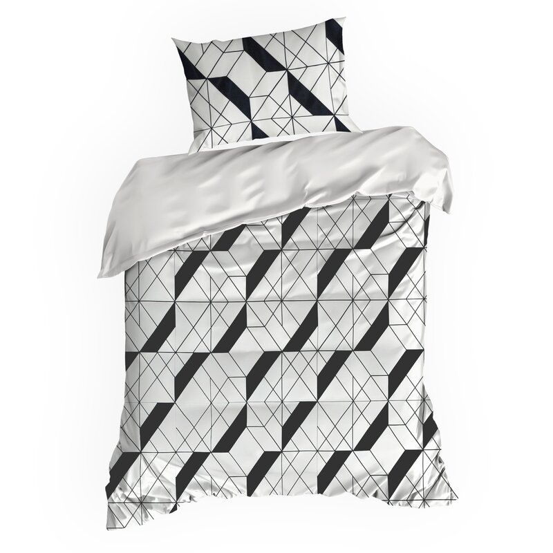 Pościel z mikrofibry D91 Geo 01 kremowa 160 X 200 CM – geometryczny wzór