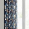 Zasłona gotowa RINA granatowa 140 X 250 cm – z motywem botanicznym