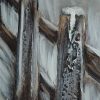Obraz ręcznie malowany Pejzaż zimowy szary 80 X 120 CM – wprowadzający spokój