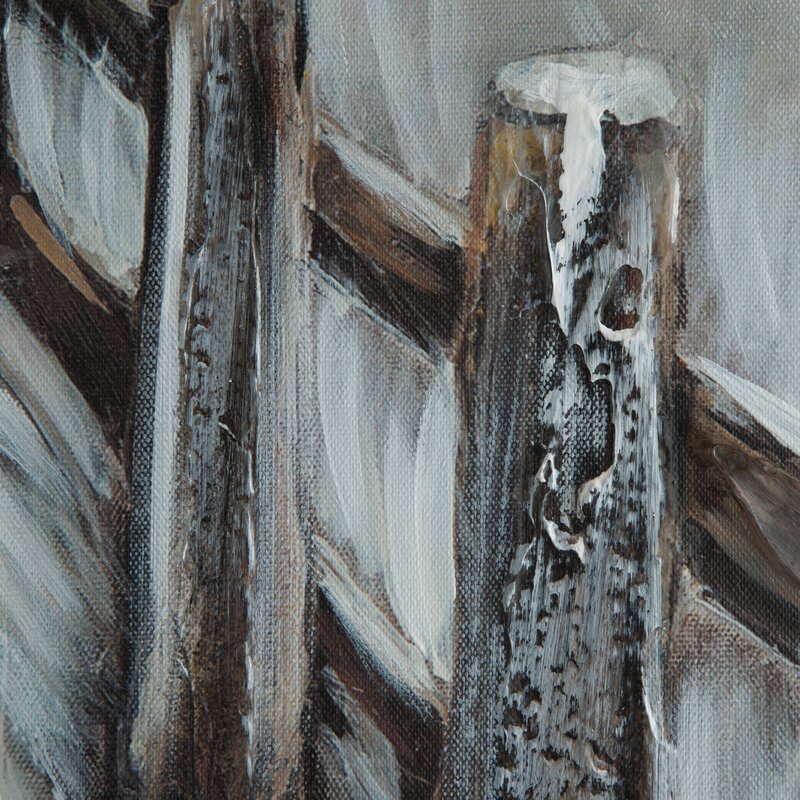 Obraz ręcznie malowany Pejzaż zimowy szary 80 X 120 CM – wprowadzający spokój