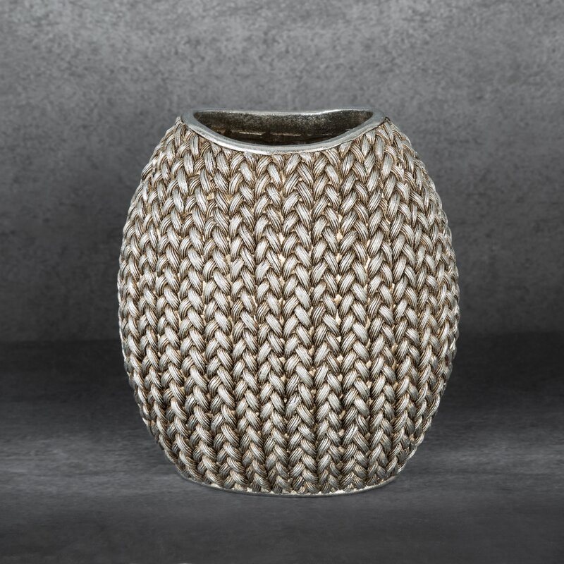 Wazon ceramiczny Moli srebrny 18 x 12 x 20 cm – na susze i kwiaty