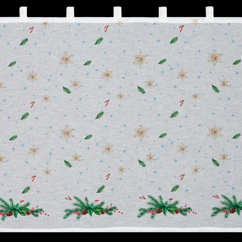 Zasłona świąteczna SW/XMAS/FIR biała 90x150 cm – gotowa do zawieszenia