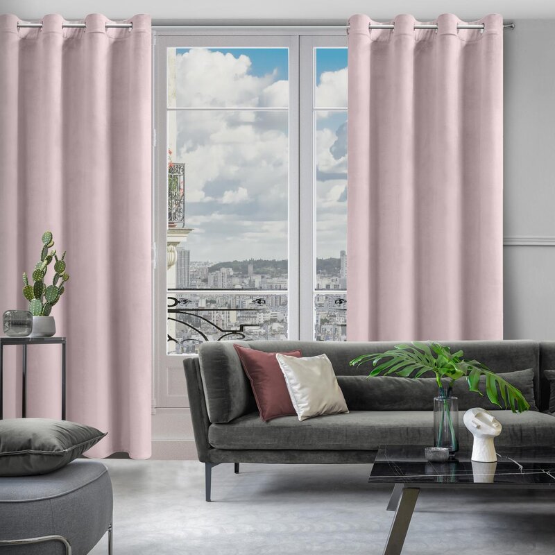 Zasłona gotowa D91 Rosa pudrowy róż 140 X 250 cm – delikatnie filtruje światło