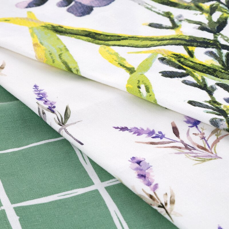 Komplet ściereczek kuchennych 3szt 50x75 cm bawełniany kolor naturalny, zielony 200 g/m2 LAVENDER – świeży powiew natury