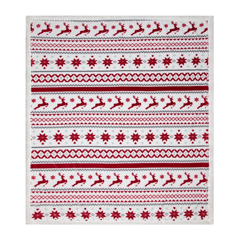 Koc świąteczny biały 150 x 200 cm – wyjątkowo miękki