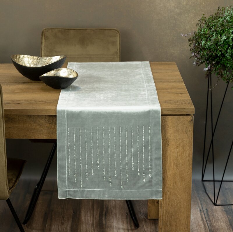 Obrus glamour srebrny 35 x 140 cm – łatwy w czyszczeniu