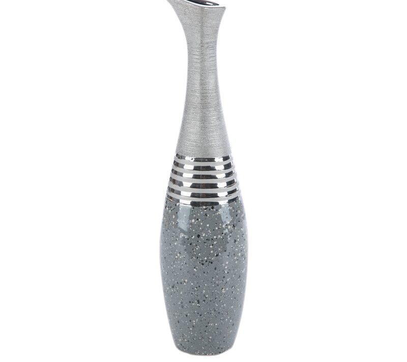 Wazon ceramiczny Neli srebrny fi 15 x 60 cm – na susze i kwiaty