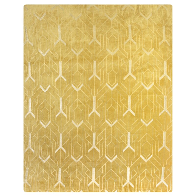 Koc flanelowy Ginko złoty 150 x 200 cm – bardzo miękki