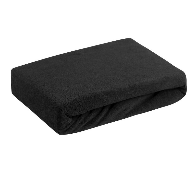 Prześcieradło frotte czarne 180x200 cm – miękkie i ciepłe