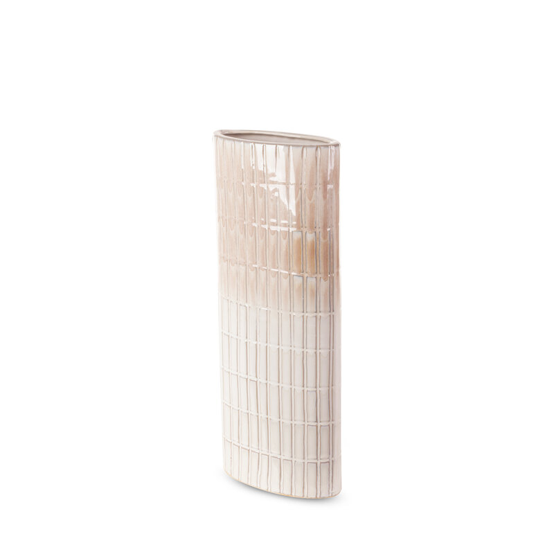 Wazon ceramiczny Edna kremowy 17 x 8 x 41 cm – na suszone kwiaty
