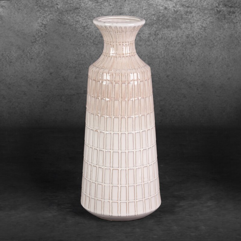 WAZON DEKORACYJNY EDNA (06) FI 16 X 40 CM KREMOWY