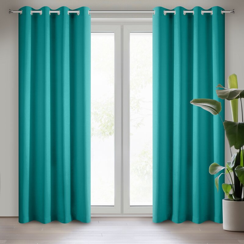 Zasłona gotowa RITA turkusowa 140 X 250 cm – dodaje świeżości wnętrzu