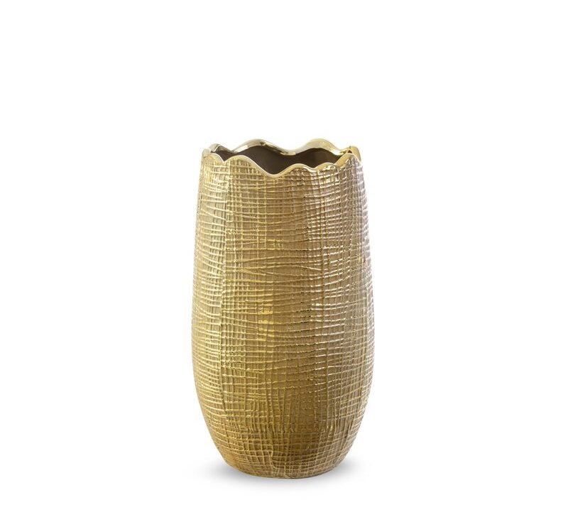 Wazon ceramiczny Selma brązowy fi 18 x 32 cm – na susze i kwiaty
