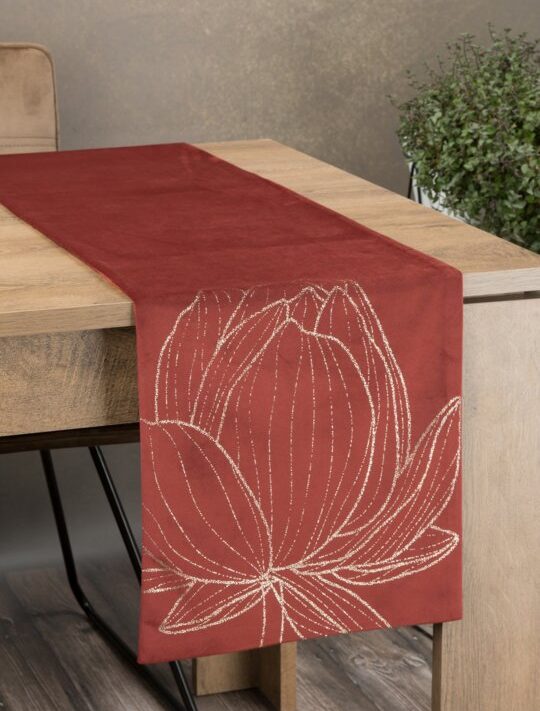 Obrus błyszczący BLINK 12 ceglasty 35 x 220 cm – doda szyku stołowi