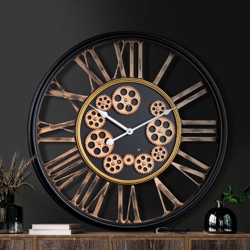 Zegar ścienny industrial czarny O 54 x 9 cm – nada wnętrzu charakteru