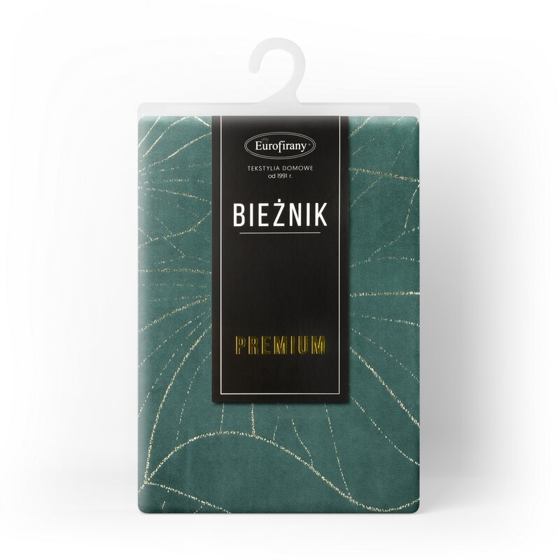 Obrus błyszczący BLINK 18 ciemnomiętowy 35 x 220 cm – dodaje elegancji