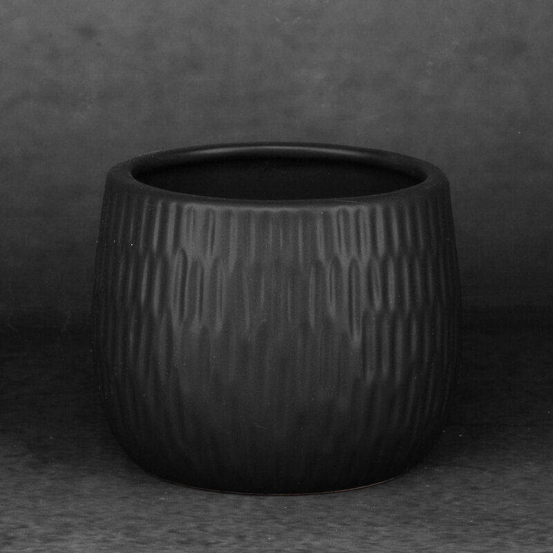 Doniczka ceramiczna czarna fi 12 x 10 cm – podkreśla zieleń roślin