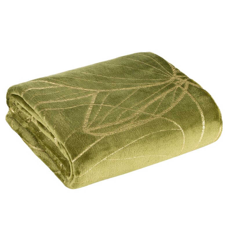 Koc flanelowy oliwkowy 150 x 200 cm – miękki i puszysty